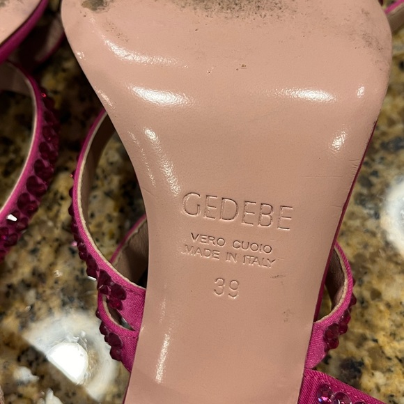 Gedebe x Bronx & Banco Hot Pink Rhinestone Wrap Lace Up Sandals 39 US 8 Formal - Picture 9 of 10
